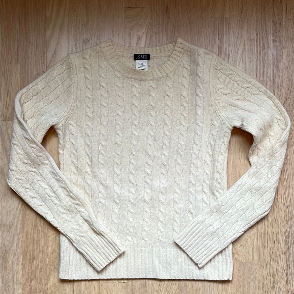J. Crew Cream Classic Cable Knit Sweater